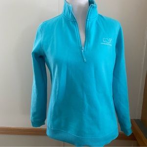 Vineyard vines pullover aqua turquoise quarter zip 1/4 medium Whale logo